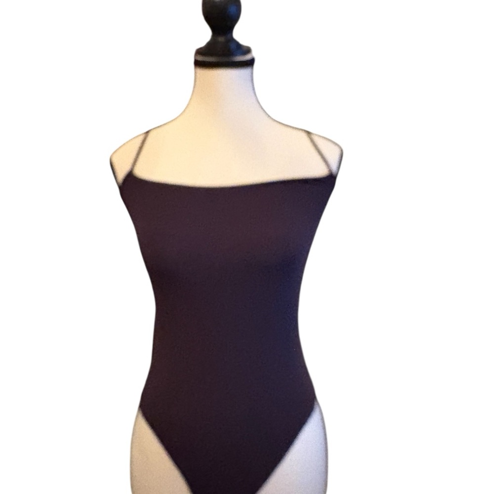 SKIMS Black Shapewear Bodysuit with Sleek Design